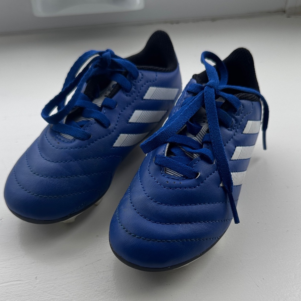 adidas Kids Royal Blue Soccer Cleats with White Stripes